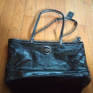 COPY - Black Pan Leather Coach Purse F15142